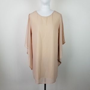 Suede Beige Draped Dress Keyhole Back